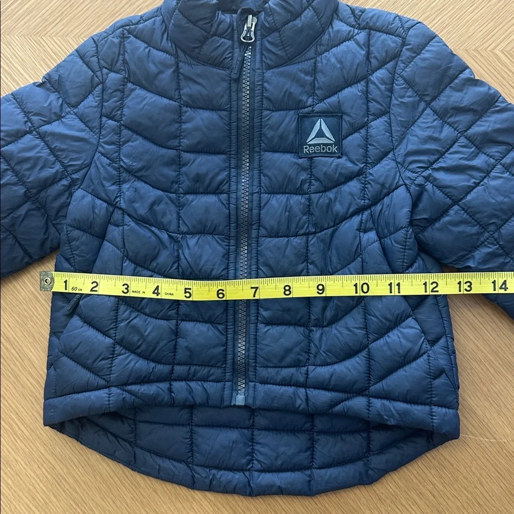 Reebok Kids Puffer Jacket Navy Blue Full Zip Quilted Lightweight Coat